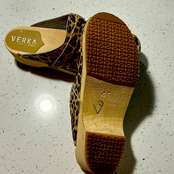 Verka Swedish Wooden Clogs leopard print size 40 u.s size 9.5 - Picture 5 of 8